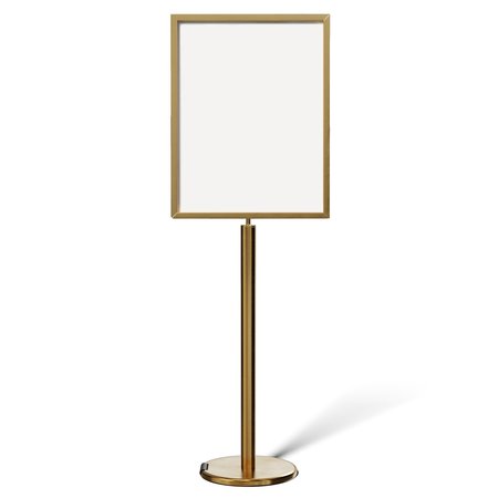 MONTOUR LINE SignFrame FloorStanding 22x28V Satin Brass PLEASE ENTERHERE FSE200-2228-V-SB-PLSENTERDBL